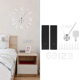 Frameless Wall Clock Sticker Mirror Surface Living Room Bedroom Office DIY DecorationSilver