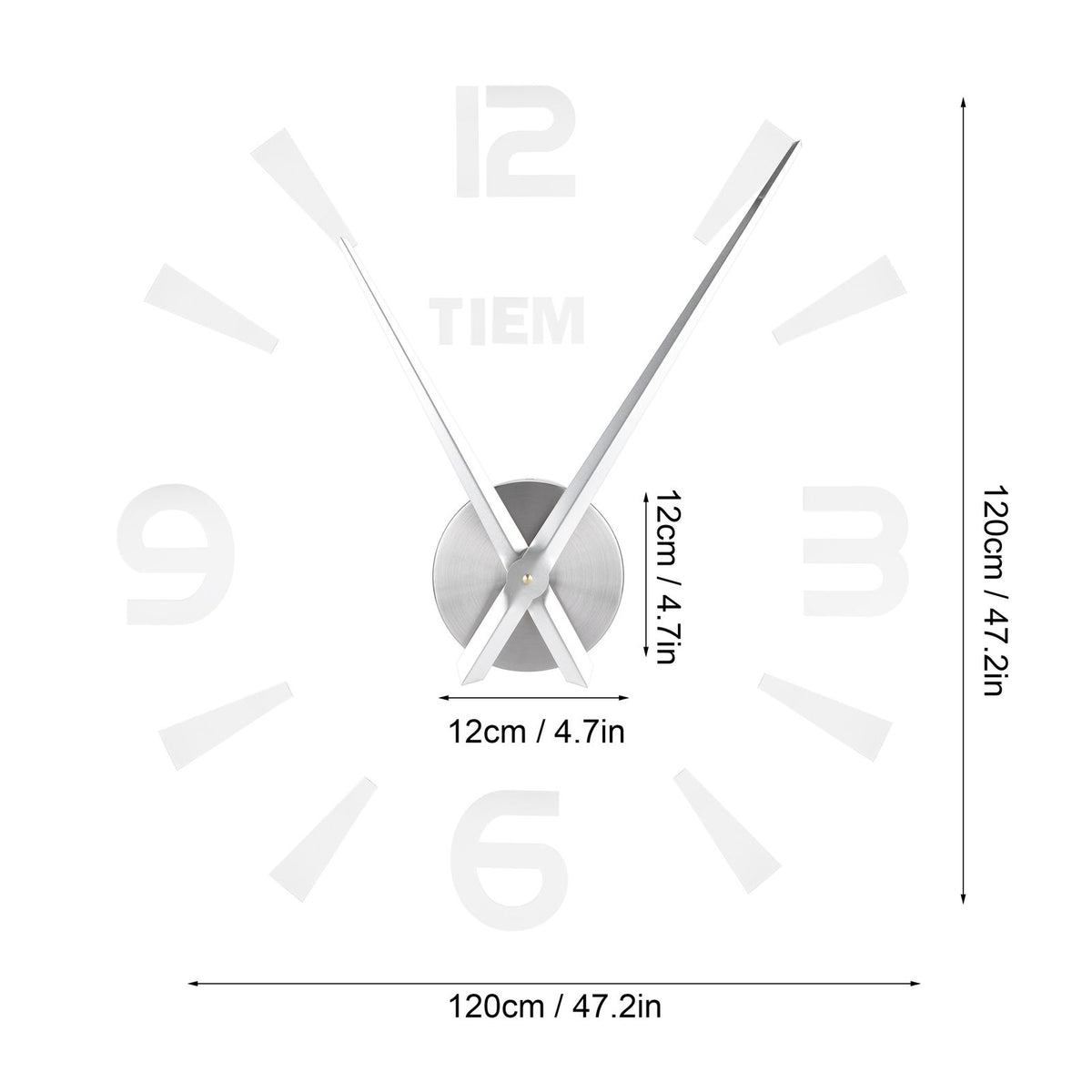 Frameless Wall Clock Sticker Mirror Surface Living Room Bedroom Office DIY DecorationSilver