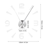 Frameless Wall Clock Sticker Mirror Surface Living Room Bedroom Office DIY DecorationSilver