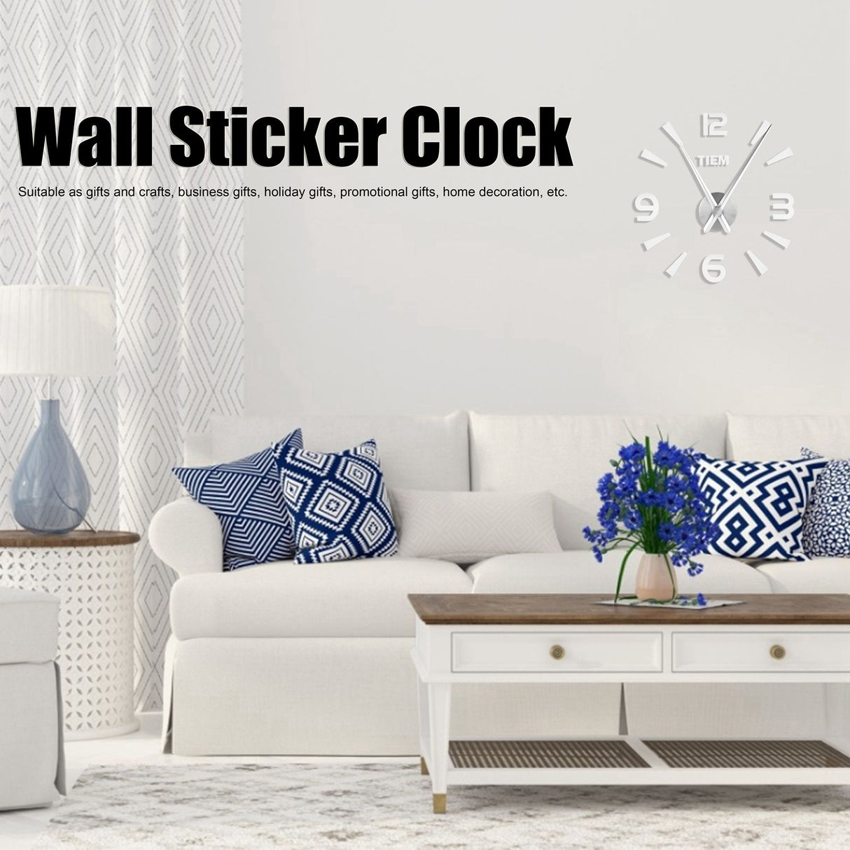 Frameless Wall Clock Sticker Mirror Surface Living Room Bedroom Office DIY DecorationSilver