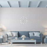 Frameless Wall Clock Sticker Mirror Surface Living Room Bedroom Office DIY DecorationSilver