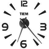 Frameless Wall Clock Sticker Mirror Surface Living Room Bedroom Office DIY DecorationBlack - Front View