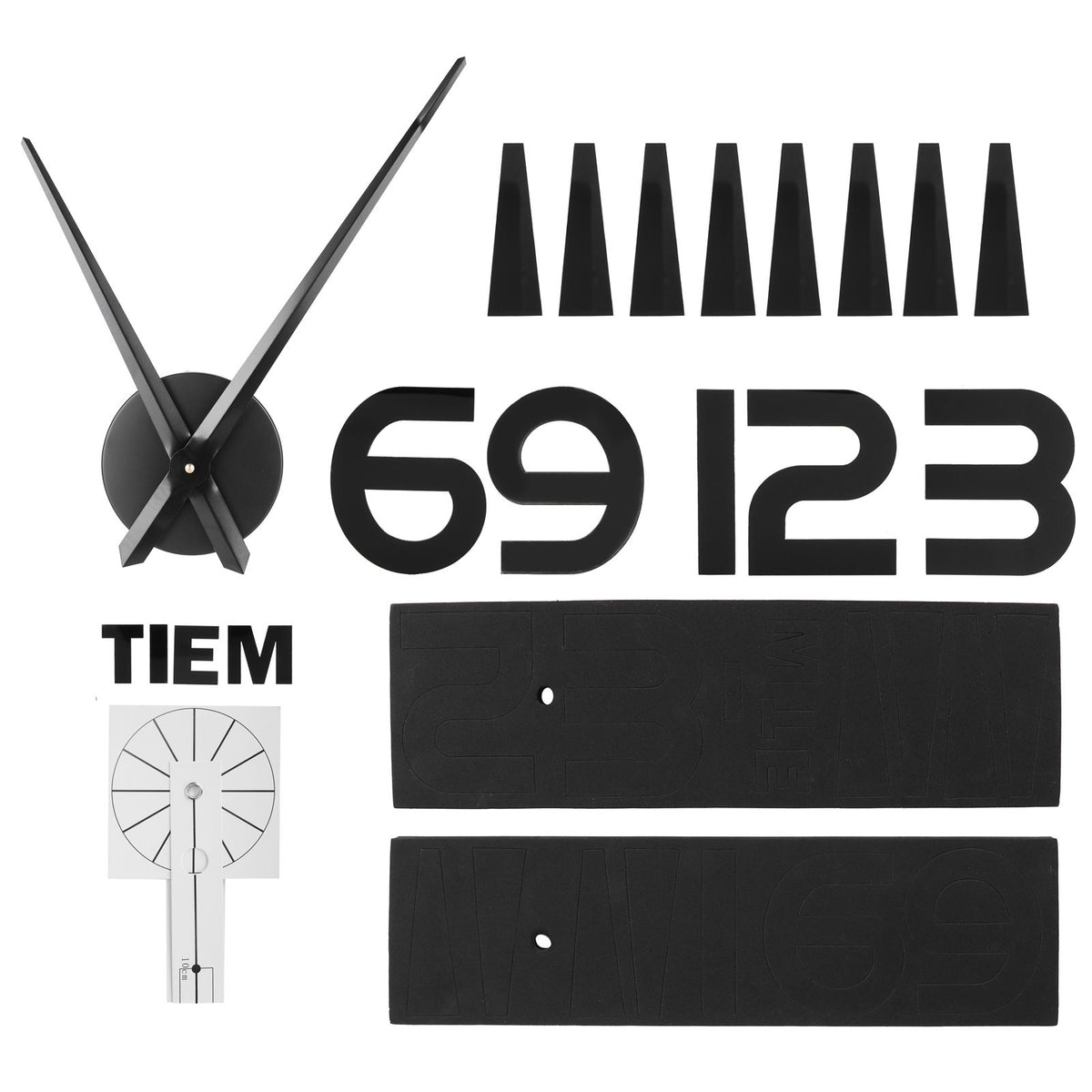Frameless Wall Clock Sticker Mirror Surface Living Room Bedroom Office DIY DecorationBlack
