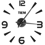 Frameless Wall Clock Sticker Mirror Surface Living Room Bedroom Office DIY DecorationBlack