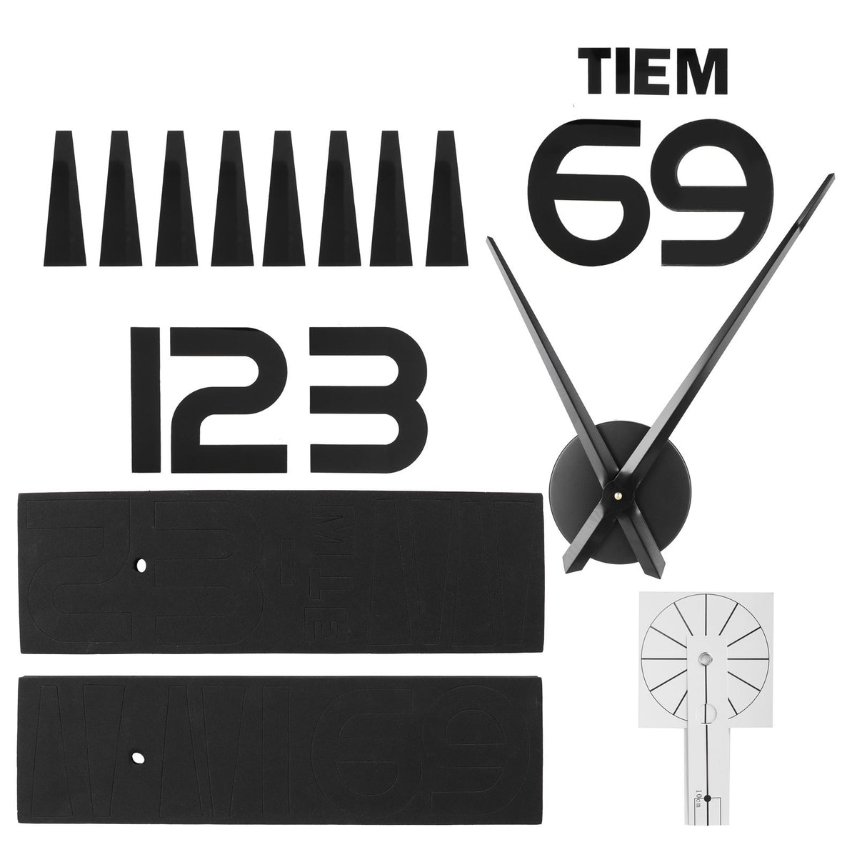 Frameless Wall Clock Sticker Mirror Surface Living Room Bedroom Office DIY DecorationBlack