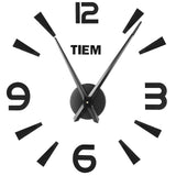 Frameless Wall Clock Sticker Mirror Surface Living Room Bedroom Office DIY DecorationBlack - Close-Up Angle