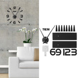Frameless Wall Clock Sticker Mirror Surface Living Room Bedroom Office DIY DecorationBlack