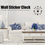 Frameless Wall Clock Sticker Mirror Surface Living Room Bedroom Office DIY DecorationBlack - Extra Image