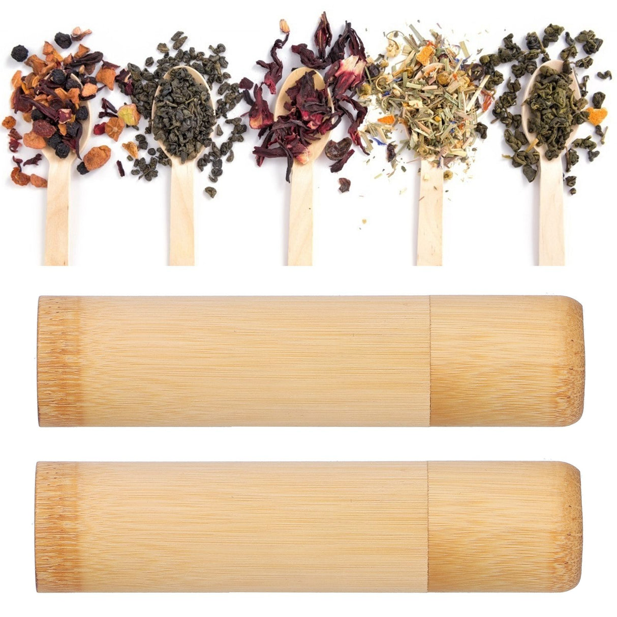2Pcs EcoFriendly Bamboo Tube Portable Tea Storage Cylinder Mini Round Spices Storage Jar