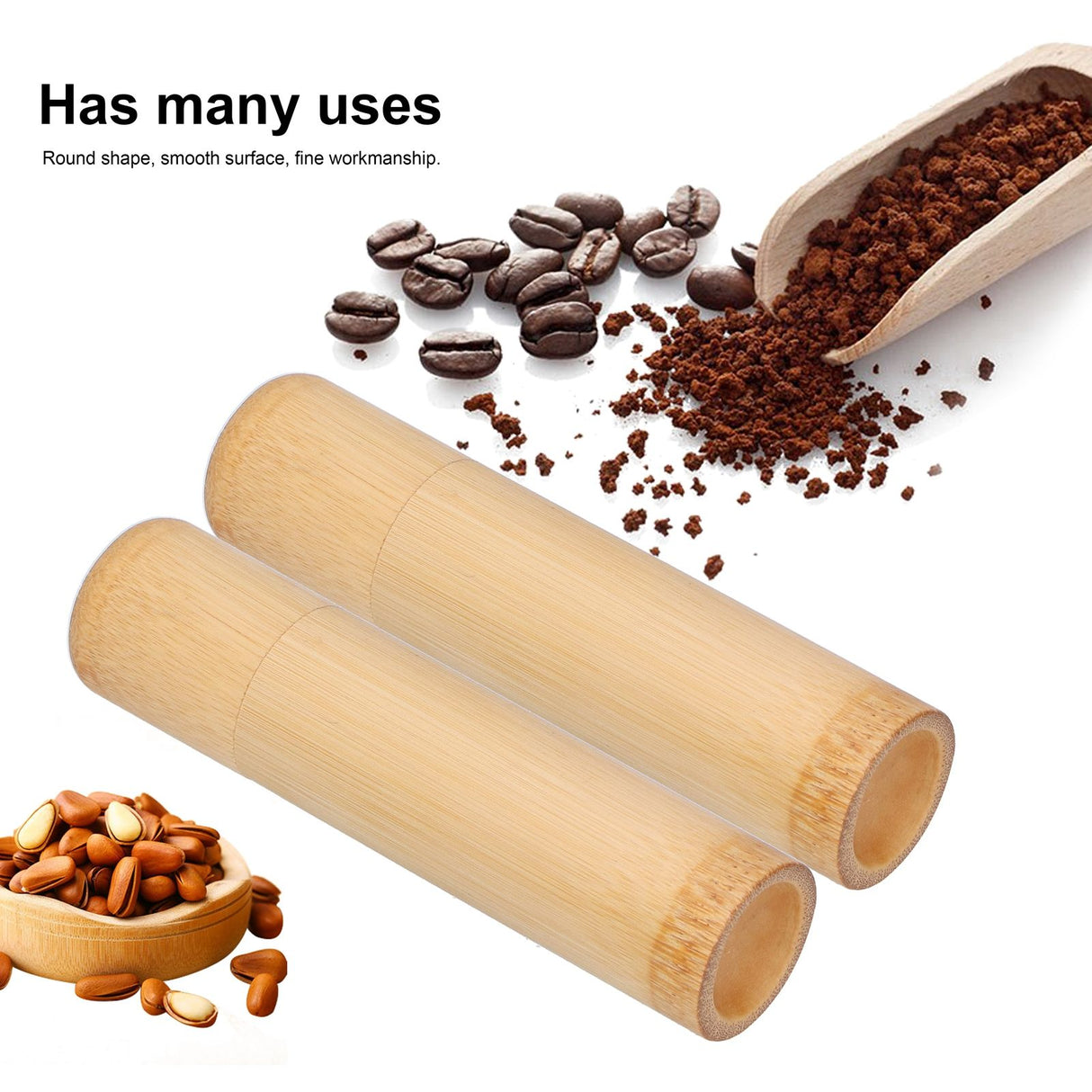 2Pcs EcoFriendly Bamboo Tube Portable Tea Storage Cylinder Mini Round Spices Storage Jar