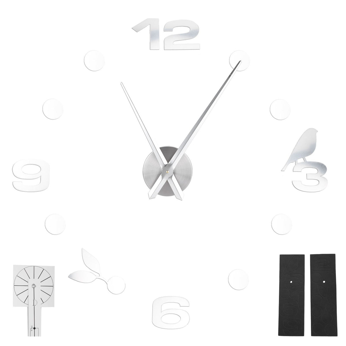 Frameless Wall Clock Sticker Mirror Surface DIY Decoration Living Room Bedroom OfficeSilver