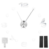 Frameless Wall Clock Sticker Mirror Surface DIY Decoration Living Room Bedroom OfficeSilver