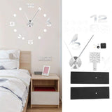 Frameless Wall Clock Sticker Mirror Surface DIY Decoration Living Room Bedroom OfficeSilver