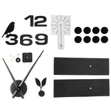 Frameless Wall Clock Sticker Mirror Surface DIY Decoration Living Room Bedroom OfficeBlack