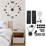Frameless Wall Clock Sticker Mirror Surface DIY Decoration Living Room Bedroom OfficeBlack - Extra Image