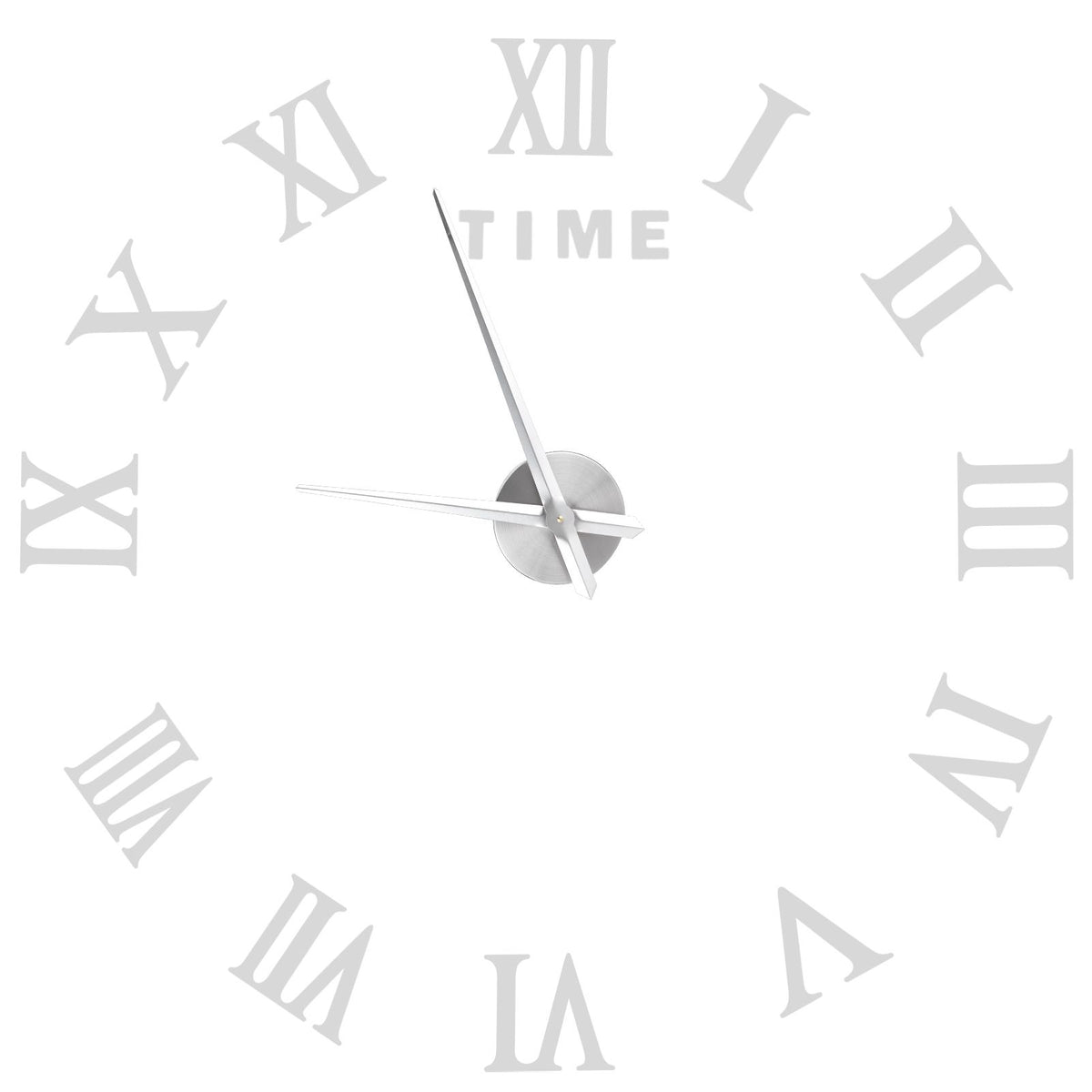 DIY Wall Clock Roman Numerals Frameless Mirror Surface Wall Clock Home Living Room DecorSilver