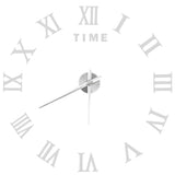 DIY Wall Clock Roman Numerals Frameless Mirror Surface Wall Clock Home Living Room DecorSilver - Close-Up Angle