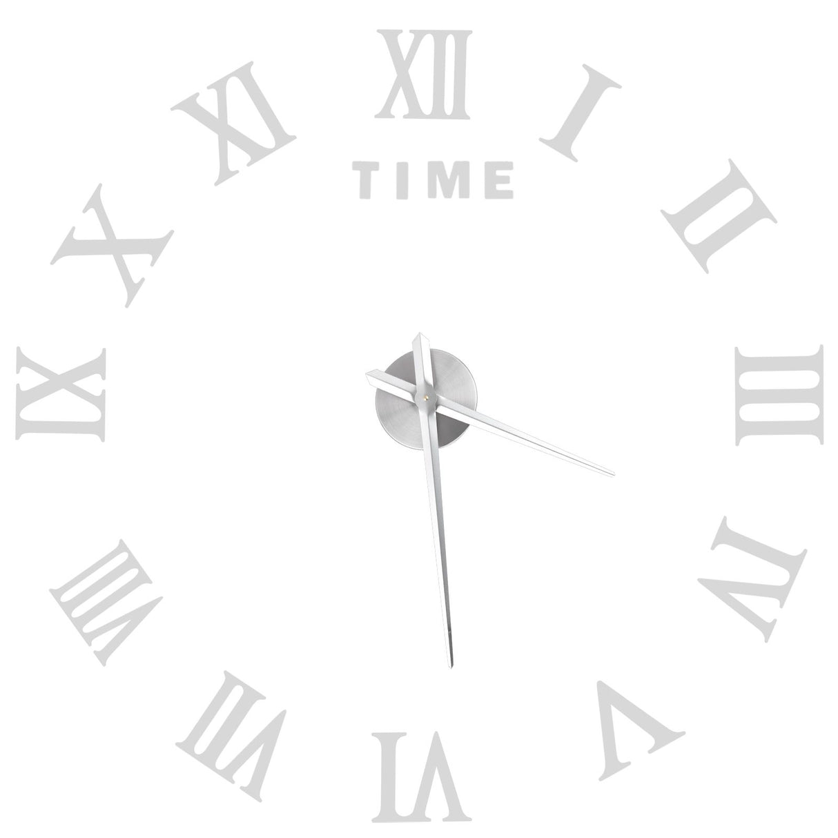 DIY Wall Clock Roman Numerals Frameless Mirror Surface Wall Clock Home Living Room DecorSilver