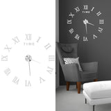 DIY Wall Clock Roman Numerals Frameless Mirror Surface Wall Clock Home Living Room DecorSilver - Extra Image