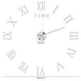 DIY Wall Clock Roman Numerals Frameless Mirror Surface Wall Clock Home Living Room DecorSilver