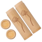 2Pcs Bamboo Tube Natural Environmentally Friendly Carbonized for Tea Nuts Incense CanisterLotus Pattern - Front View
