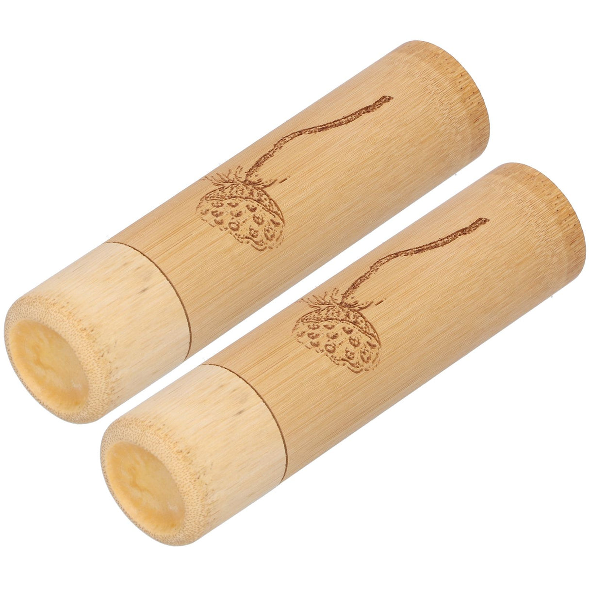 2Pcs Bamboo Tube Natural Environmentally Friendly Carbonized for Tea Nuts Incense CanisterLotus Pattern