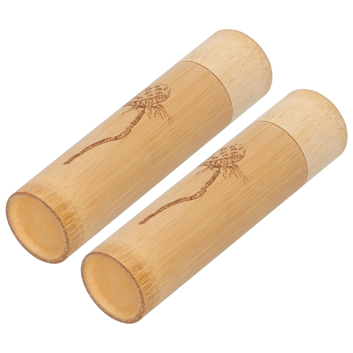 2Pcs Bamboo Tube Natural Environmentally Friendly Carbonized for Tea Nuts Incense CanisterLotus Pattern