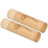 2Pcs Bamboo Tube Natural Environmentally Friendly Carbonized for Tea Nuts Incense CanisterLotus Pattern