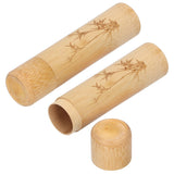 2Pcs Bamboo Tube Natural Environmentally Friendly Carbonized for Tea Nuts Incense CanisterBamboo Pattern - Side View