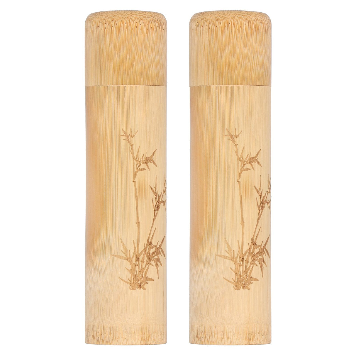 2Pcs Bamboo Tube Natural Environmentally Friendly Carbonized for Tea Nuts Incense CanisterBamboo Pattern