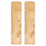 2Pcs Bamboo Tube Natural Environmentally Friendly Carbonized for Tea Nuts Incense CanisterBamboo Pattern - Top-Down View