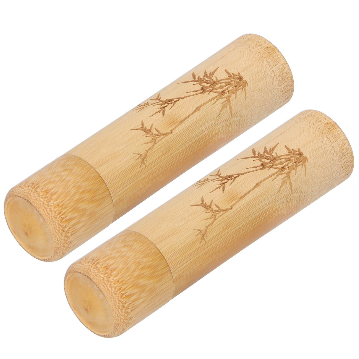 2Pcs Bamboo Tube Natural Environmentally Friendly Carbonized for Tea Nuts Incense CanisterBamboo Pattern