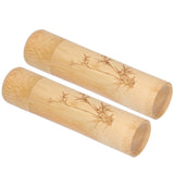 2Pcs Bamboo Tube Natural Environmentally Friendly Carbonized for Tea Nuts Incense CanisterBamboo Pattern - Close-Up Angle