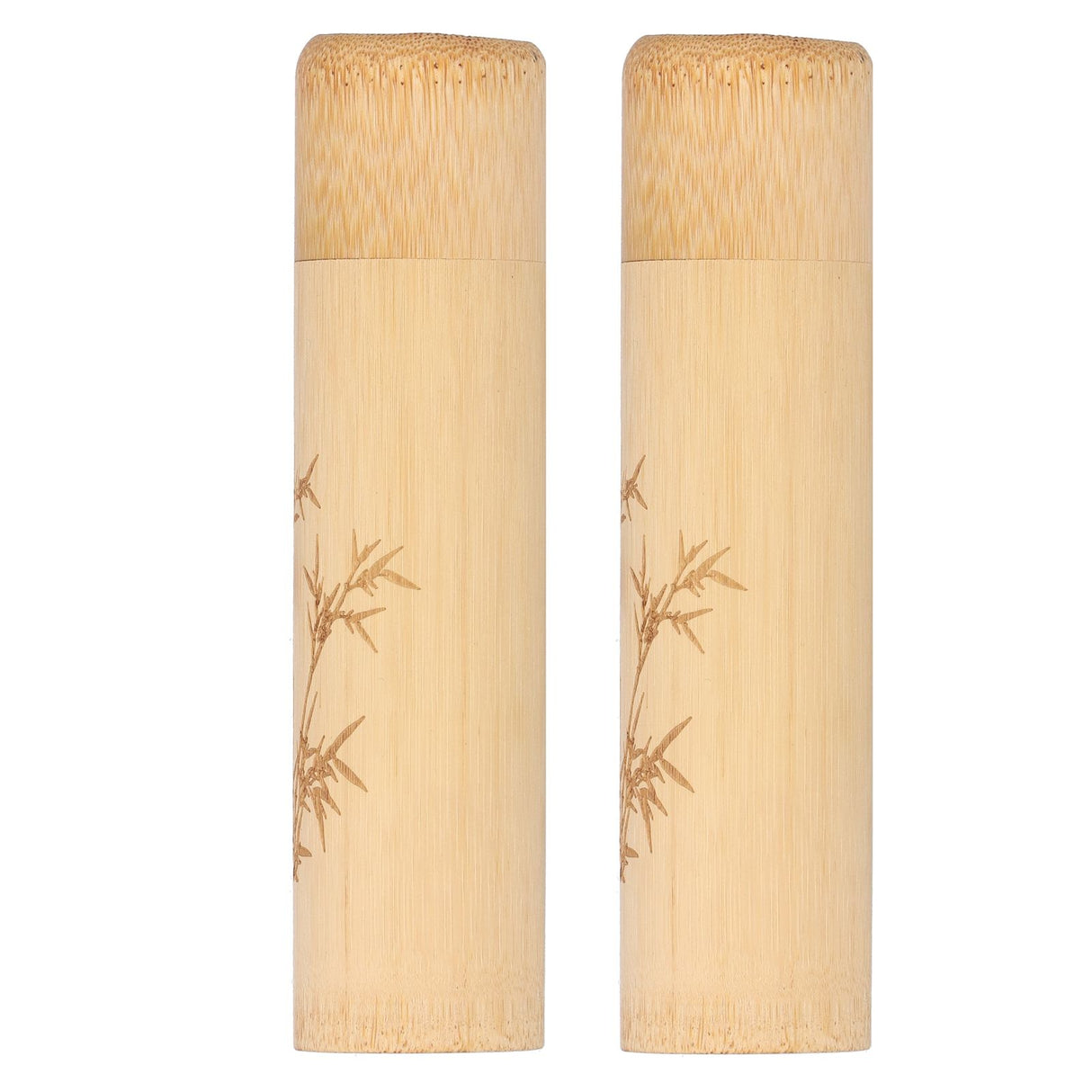 2Pcs Bamboo Tube Natural Environmentally Friendly Carbonized for Tea Nuts Incense CanisterBamboo Pattern