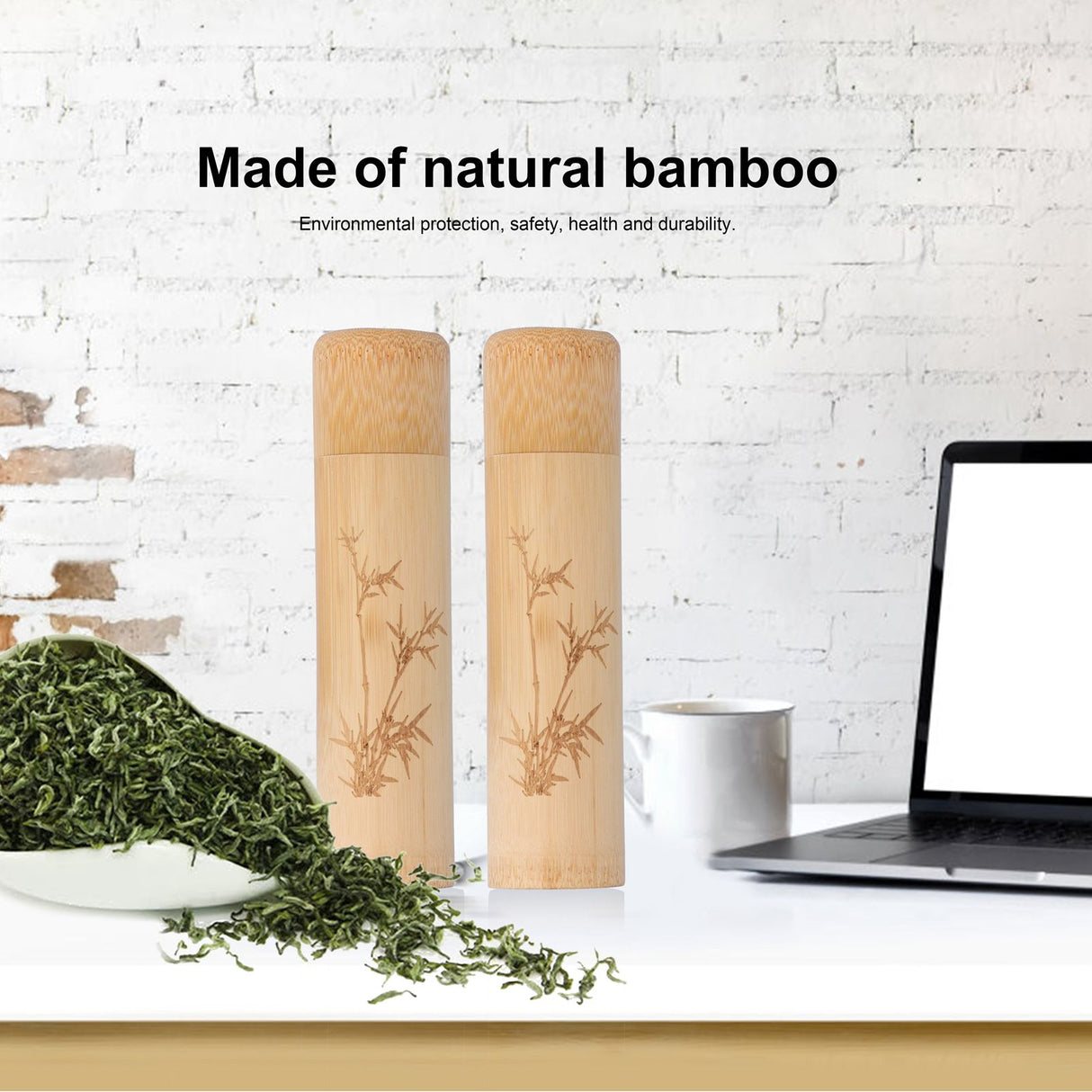 2Pcs Bamboo Tube Natural Environmentally Friendly Carbonized for Tea Nuts Incense CanisterBamboo Pattern