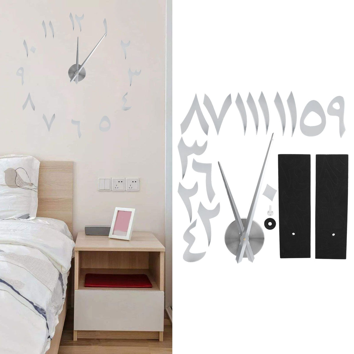 Wall Clock Innovative Modern Acrylic DIY Clock Set for Home Living Room DecorationSilver