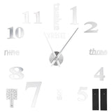 Frameless DIY Wall Clock Modern Mirror Wall Sticker for Home Living Room Bedroom DecorSilver