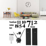 Frameless DIY Wall Clock Modern Mirror Wall Sticker for Home Living Room Bedroom DecorBlack