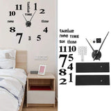 Frameless DIY Wall Clock Modern Mirror Wall Sticker for Home Living Room Bedroom DecorBlack