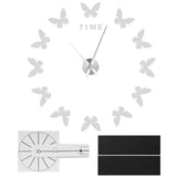 Large Wall Sticker Clock Butterfly Shape Innovation DIY Modern Art Living Room DecorationSilver - Front View