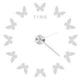 Large Wall Sticker Clock Butterfly Shape Innovation DIY Modern Art Living Room DecorationSilver - Side View