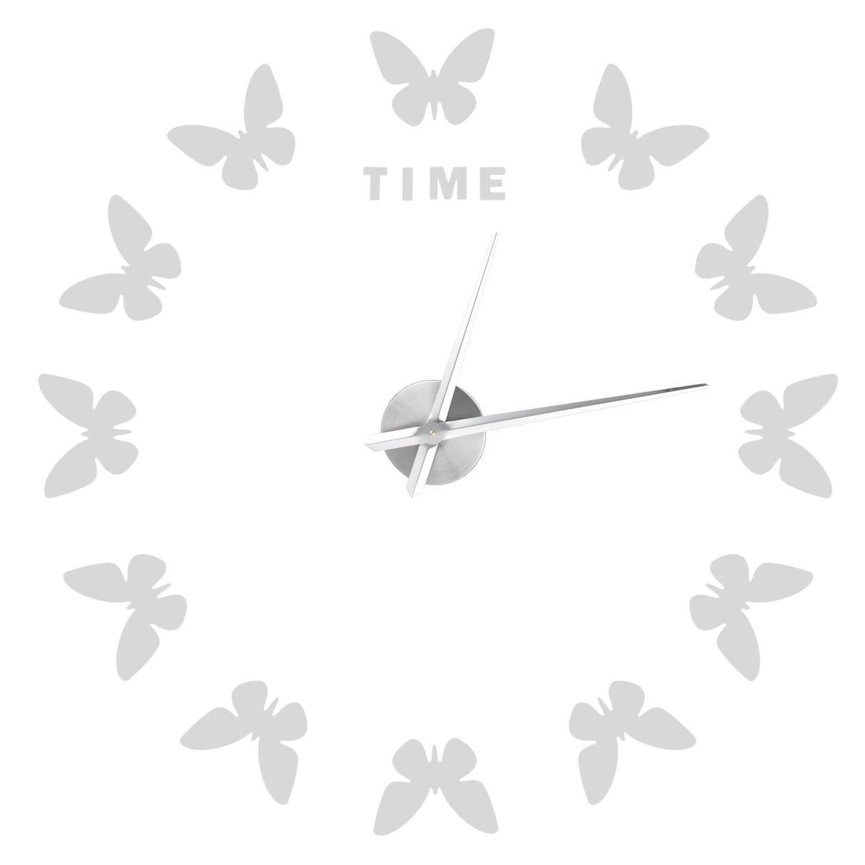 Large Wall Sticker Clock Butterfly Shape Innovation DIY Modern Art Living Room DecorationSilver