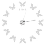Large Wall Sticker Clock Butterfly Shape Innovation DIY Modern Art Living Room DecorationSilver