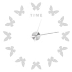 Large Wall Sticker Clock Butterfly Shape Innovation DIY Modern Art Living Room DecorationSilver