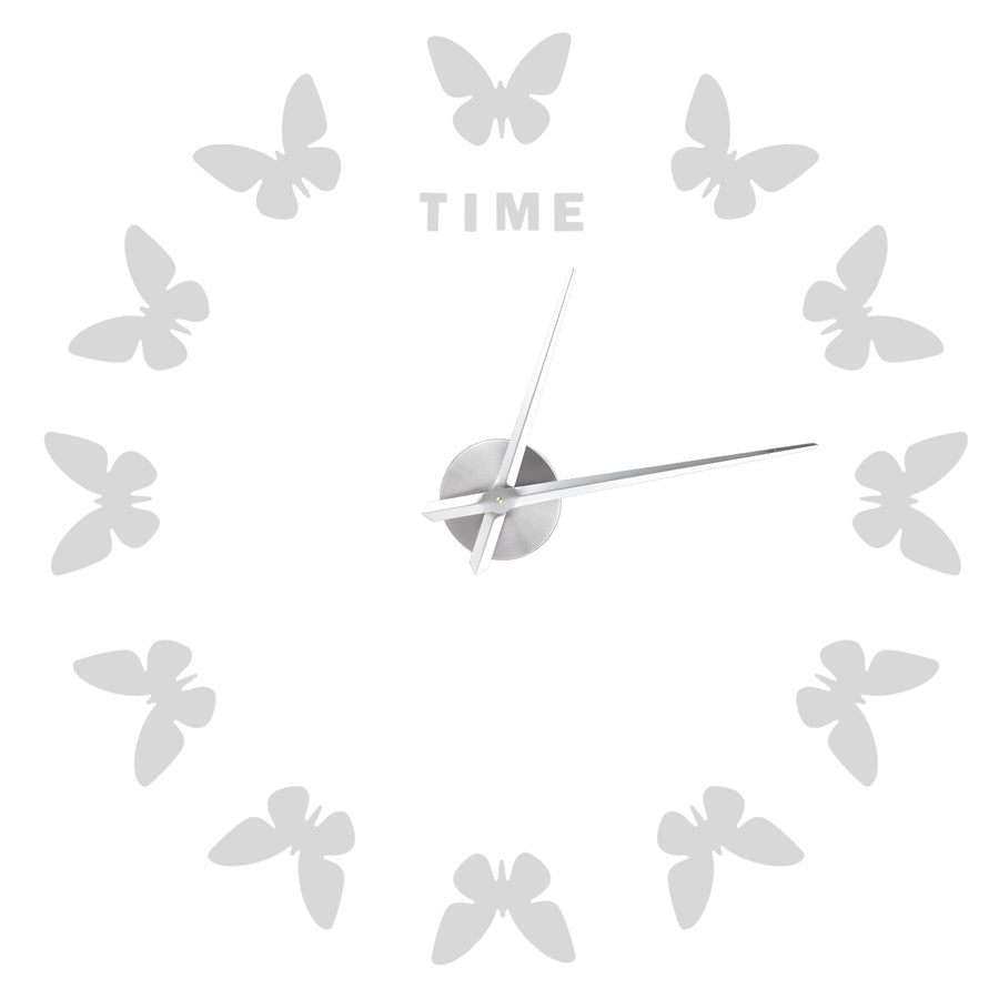 Large Wall Sticker Clock Butterfly Shape Innovation DIY Modern Art Living Room DecorationSilver