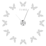 Large Wall Sticker Clock Butterfly Shape Innovation DIY Modern Art Living Room DecorationSilver