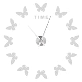 Large Wall Sticker Clock Butterfly Shape Innovation DIY Modern Art Living Room DecorationSilver - 45-Degree Angle
