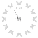 Large Wall Sticker Clock Butterfly Shape Innovation DIY Modern Art Living Room DecorationSilver