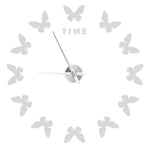 Large Wall Sticker Clock Butterfly Shape Innovation DIY Modern Art Living Room DecorationSilver