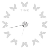Large Wall Sticker Clock Butterfly Shape Innovation DIY Modern Art Living Room DecorationSilver - Low Angle